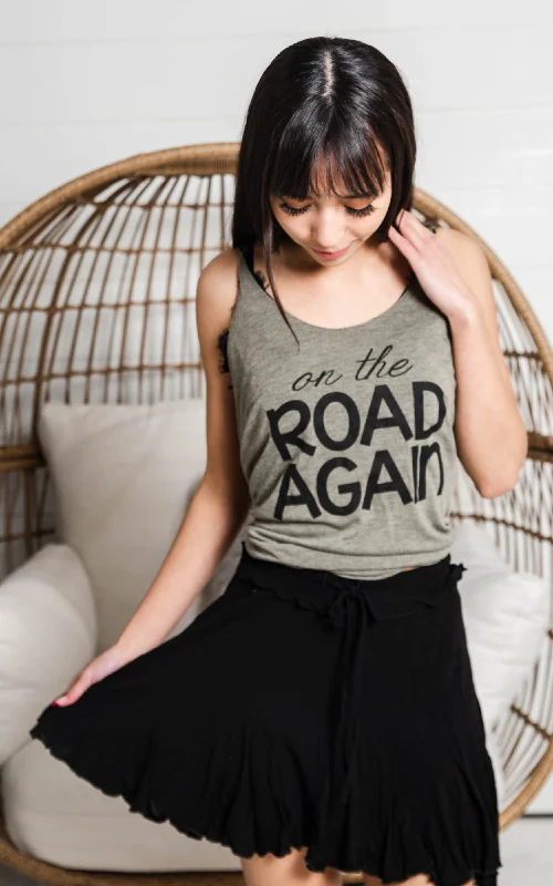 On the Road Again Racerback Olive Tank** - Final Sale