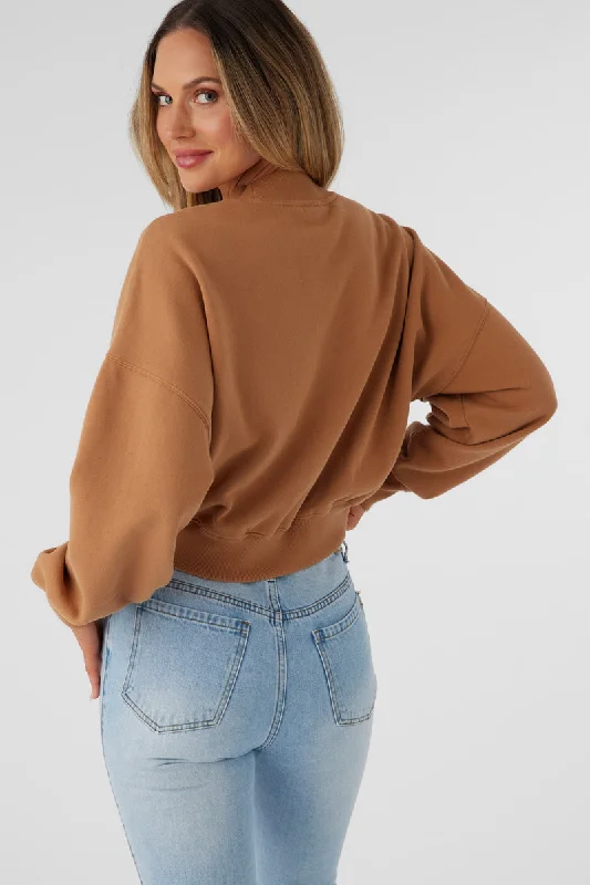 O'Neill Moment Crop Sweatshirt-Tobacco Brown