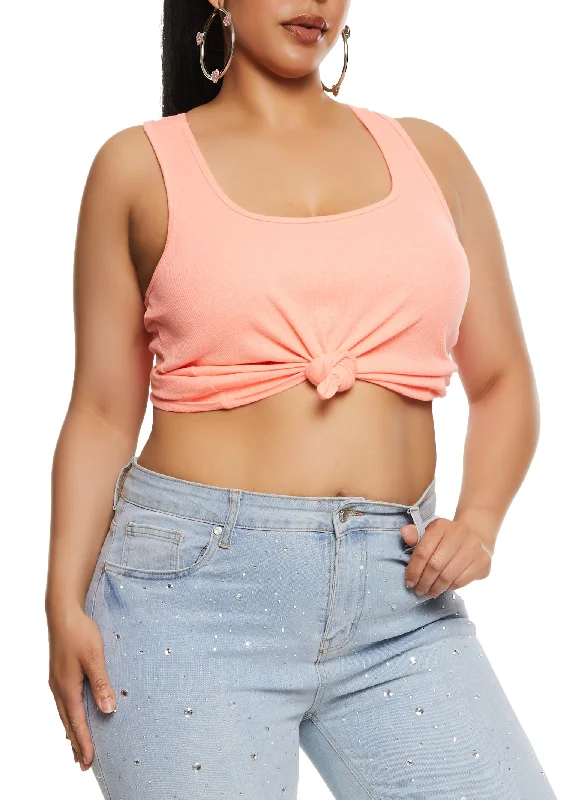 Plus Size Rib Knit Racerback Tank Top