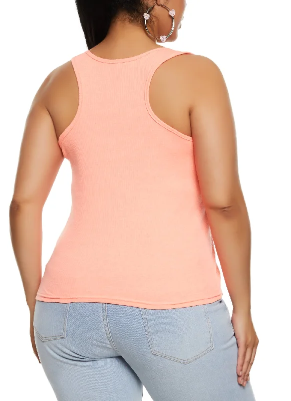 Plus Size Rib Knit Racerback Tank Top