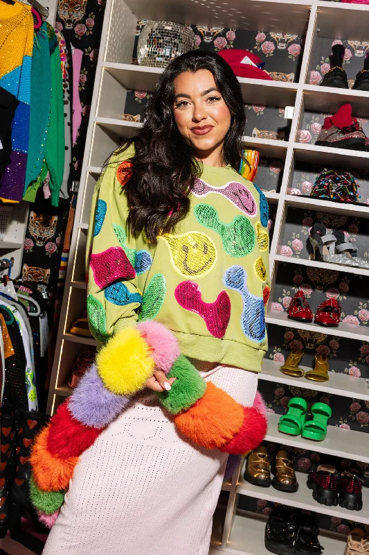 Pale Green Groovy Smiley Sweatshirt