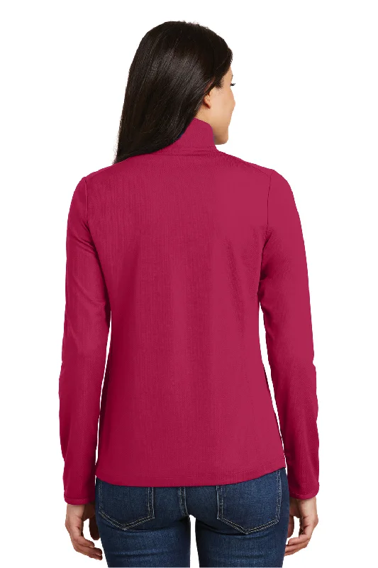 Port Authority Womens Moisture Wicking 1/4 Zip Sweatshirt - Dark Fuchsia Pink - Closeout