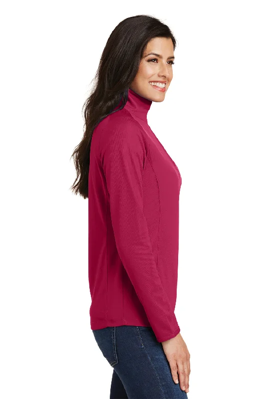 Port Authority Womens Moisture Wicking 1/4 Zip Sweatshirt - Dark Fuchsia Pink - Closeout