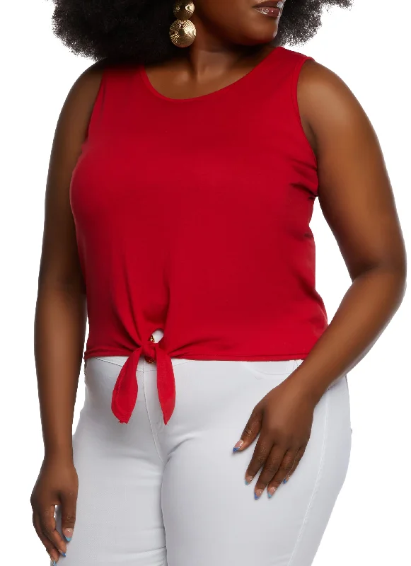 Plus Size Tie Front Tank Top