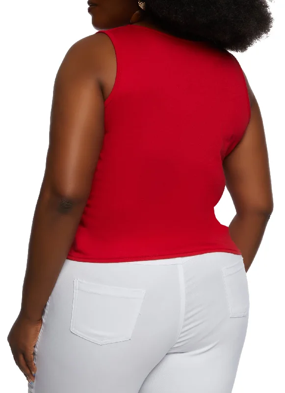 Plus Size Tie Front Tank Top