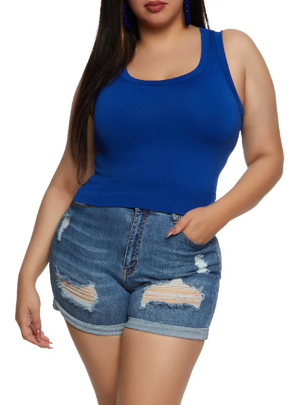 Plus Size Seamless Scoop Neck Tank Top