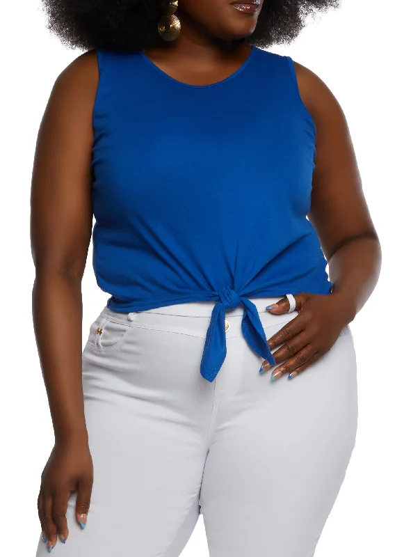 Plus Size Tie Front Tank Top