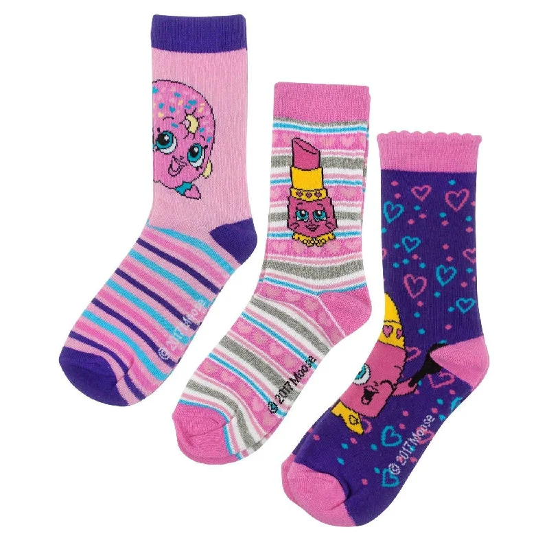 Shopkins Girls Assorted Designs Socks Set (Pack of 3)