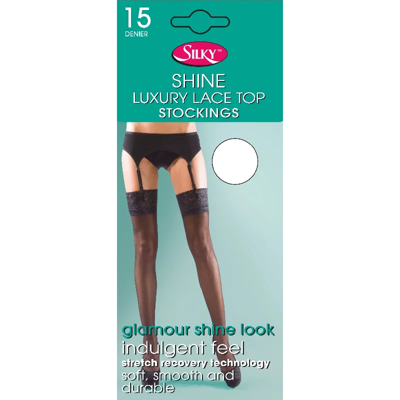 Silky Womens/Ladies Shine Lace Stockings (1 Pair)