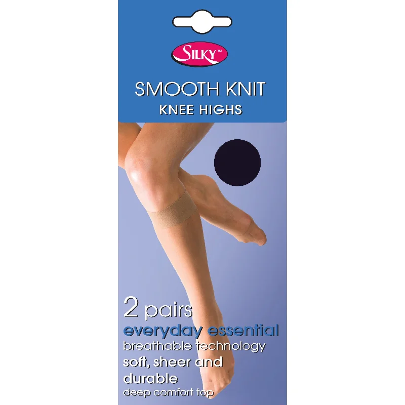 Silky Womens/Ladies Smooth Knit Knee Highs (2 Pairs)