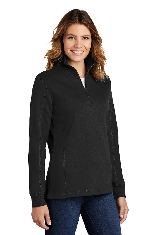 Sport-Tek Womens Shrink Resistant Fleece 1/4 Zip Sweatshirt - Black