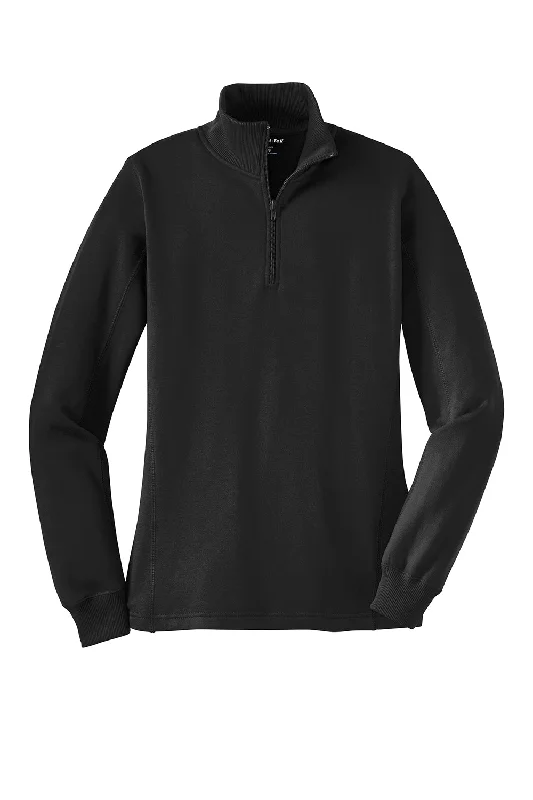 Sport-Tek Womens Shrink Resistant Fleece 1/4 Zip Sweatshirt - Black