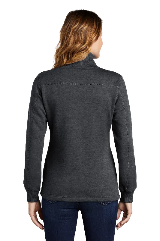 Sport-Tek Womens Shrink Resistant Fleece 1/4 Zip Sweatshirt - Heather Graphite Grey