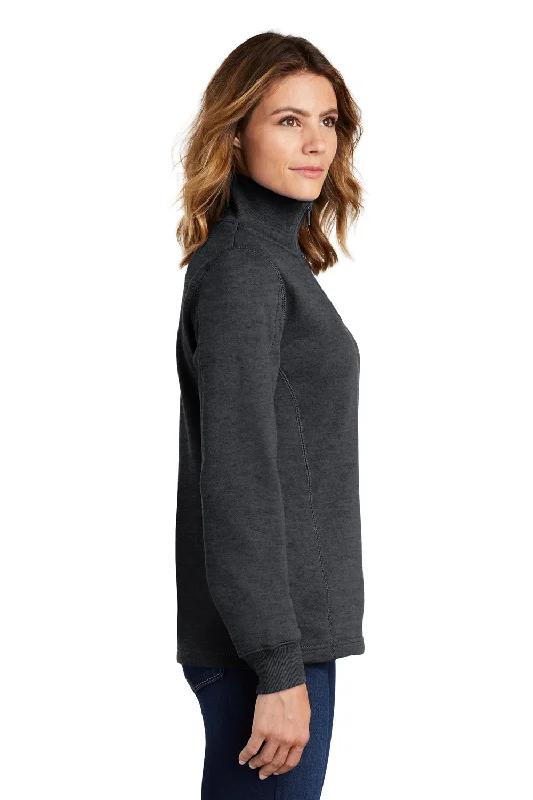 Sport-Tek Womens Shrink Resistant Fleece 1/4 Zip Sweatshirt - Heather Graphite Grey