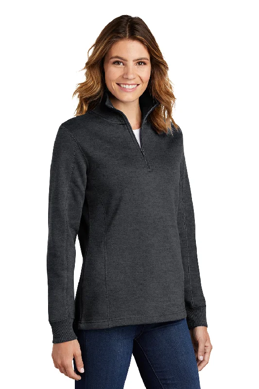 Sport-Tek Womens Shrink Resistant Fleece 1/4 Zip Sweatshirt - Heather Graphite Grey