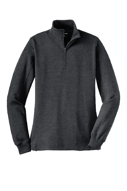 Sport-Tek Womens Shrink Resistant Fleece 1/4 Zip Sweatshirt - Heather Graphite Grey