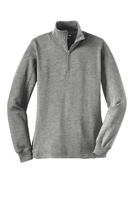 Sport-Tek Womens Shrink Resistant Fleece 1/4 Zip Sweatshirt - Heather Vintage Grey