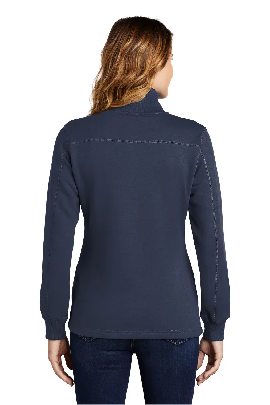 Sport-Tek Womens Shrink Resistant Fleece 1/4 Zip Sweatshirt - True Navy Blue