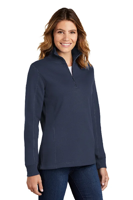 Sport-Tek Womens Shrink Resistant Fleece 1/4 Zip Sweatshirt - True Navy Blue