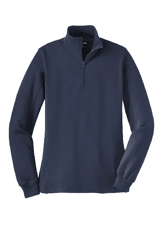 Sport-Tek Womens Shrink Resistant Fleece 1/4 Zip Sweatshirt - True Navy Blue