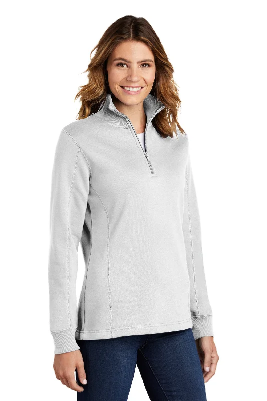 Sport-Tek Womens Shrink Resistant Fleece 1/4 Zip Sweatshirt - White