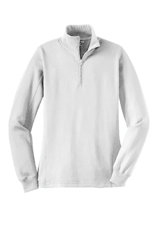 Sport-Tek Womens Shrink Resistant Fleece 1/4 Zip Sweatshirt - White