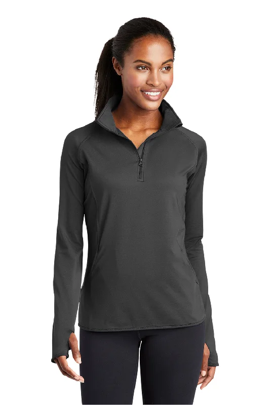 Sport-Tek Womens Sport-Wick Moisture Wicking 1/4 Zip Sweatshirt - Charcoal Grey