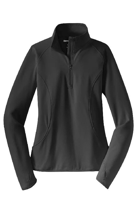 Sport-Tek Womens Sport-Wick Moisture Wicking 1/4 Zip Sweatshirt - Charcoal Grey