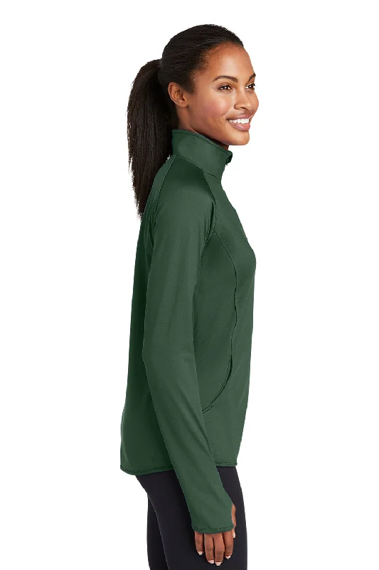 Sport-Tek Womens Sport-Wick Moisture Wicking 1/4 Zip Sweatshirt - Forest Green