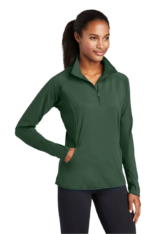 Sport-Tek Womens Sport-Wick Moisture Wicking 1/4 Zip Sweatshirt - Forest Green