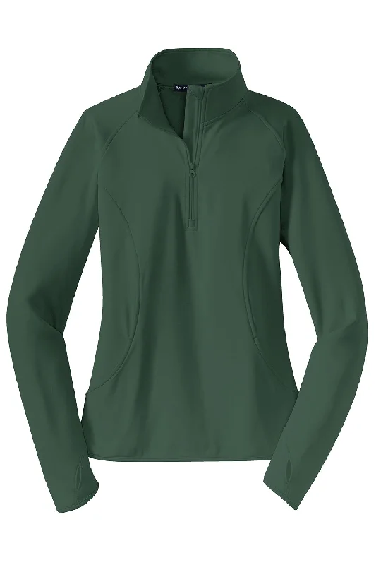 Sport-Tek Womens Sport-Wick Moisture Wicking 1/4 Zip Sweatshirt - Forest Green