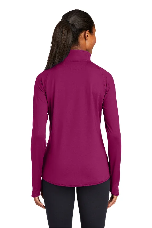 Sport-Tek Womens Sport-Wick Moisture Wicking 1/4 Zip Sweatshirt - Pink Rush