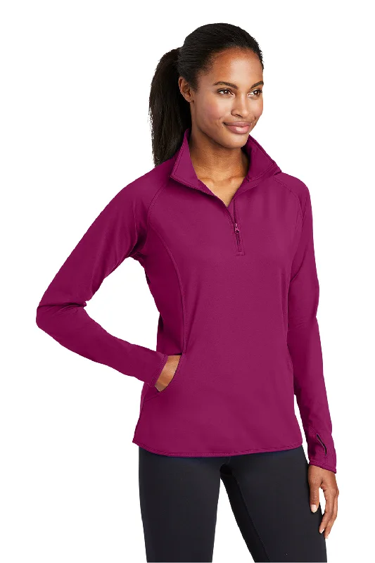 Sport-Tek Womens Sport-Wick Moisture Wicking 1/4 Zip Sweatshirt - Pink Rush