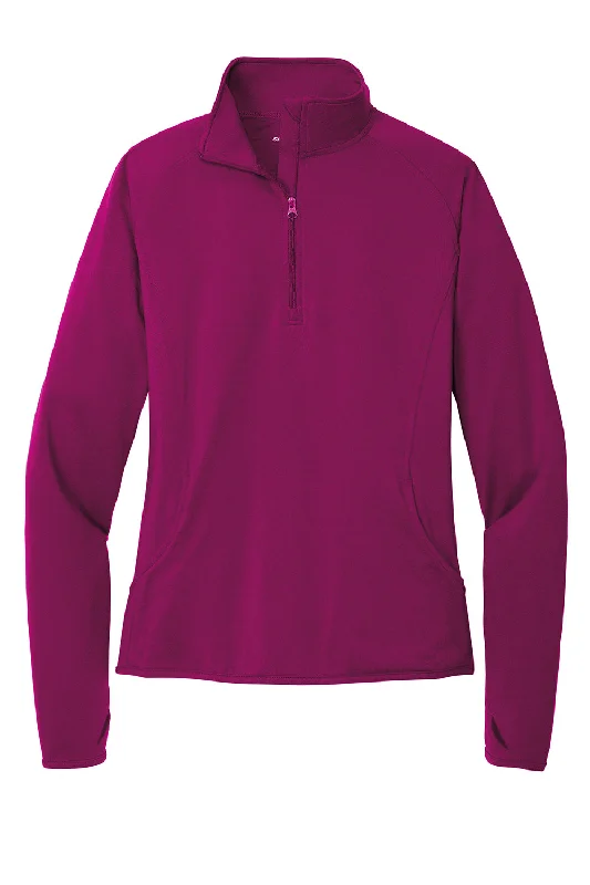 Sport-Tek Womens Sport-Wick Moisture Wicking 1/4 Zip Sweatshirt - Pink Rush