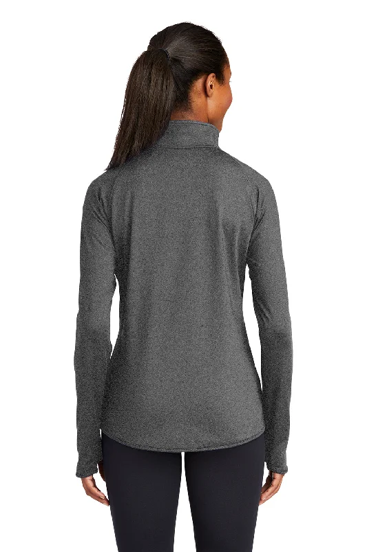 Sport-Tek Womens Sport-Wick Moisture Wicking 1/4 Zip Sweatshirt - Heather Charcoal Grey