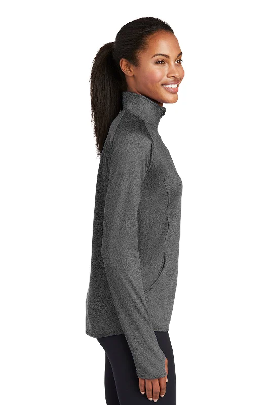 Sport-Tek Womens Sport-Wick Moisture Wicking 1/4 Zip Sweatshirt - Heather Charcoal Grey