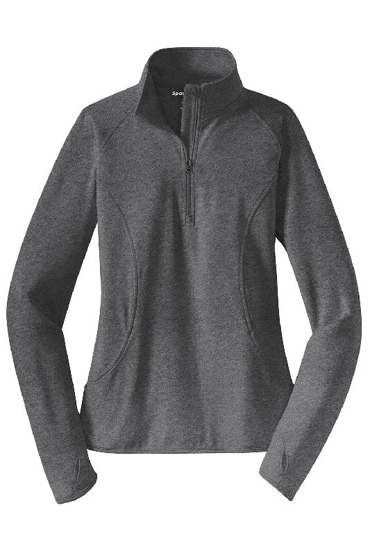 Sport-Tek Womens Sport-Wick Moisture Wicking 1/4 Zip Sweatshirt - Heather Charcoal Grey