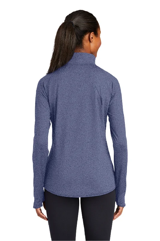 Sport-Tek Womens Sport-Wick Moisture Wicking 1/4 Zip Sweatshirt - Heather True Navy Blue