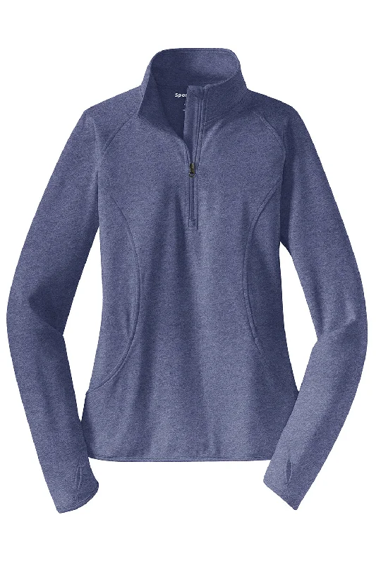 Sport-Tek Womens Sport-Wick Moisture Wicking 1/4 Zip Sweatshirt - Heather True Navy Blue