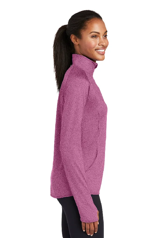 Sport-Tek Womens Sport-Wick Moisture Wicking 1/4 Zip Sweatshirt - Heather Pink Rush