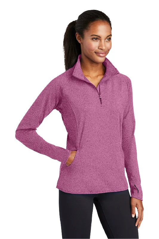 Sport-Tek Womens Sport-Wick Moisture Wicking 1/4 Zip Sweatshirt - Heather Pink Rush