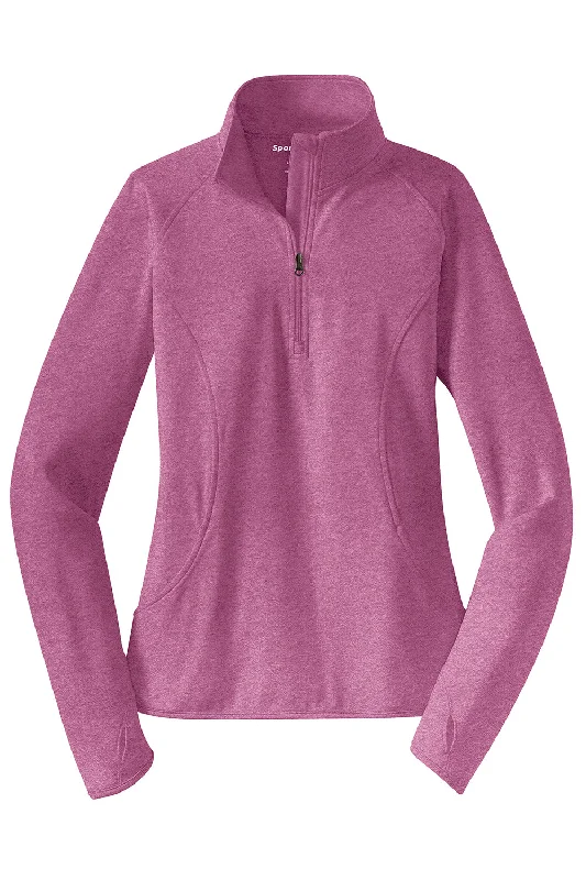 Sport-Tek Womens Sport-Wick Moisture Wicking 1/4 Zip Sweatshirt - Heather Pink Rush