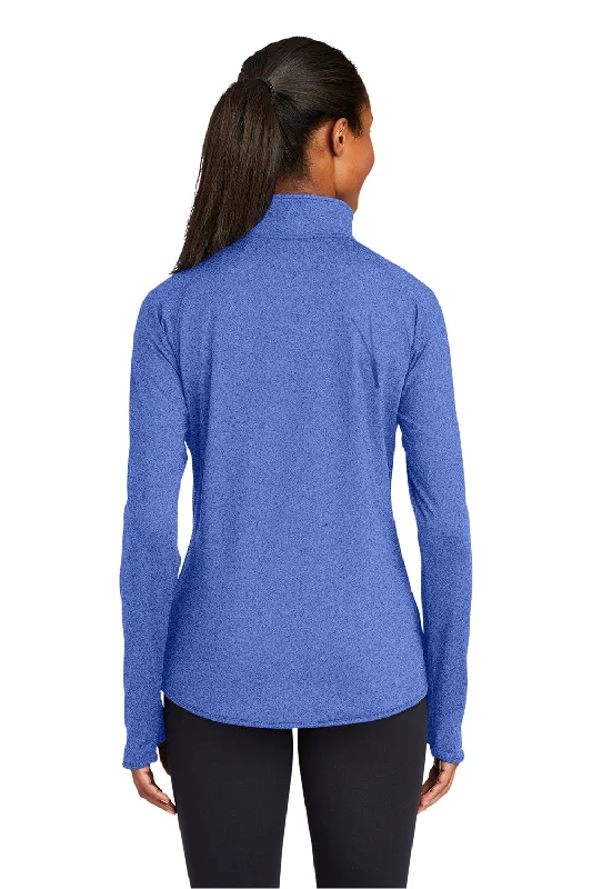 Sport-Tek Womens Sport-Wick Moisture Wicking 1/4 Zip Sweatshirt - Heather True Royal Blue