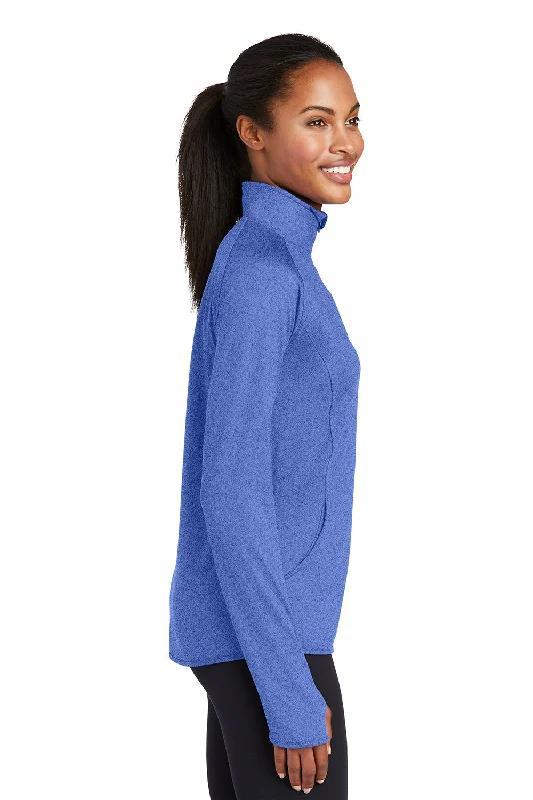 Sport-Tek Womens Sport-Wick Moisture Wicking 1/4 Zip Sweatshirt - Heather True Royal Blue