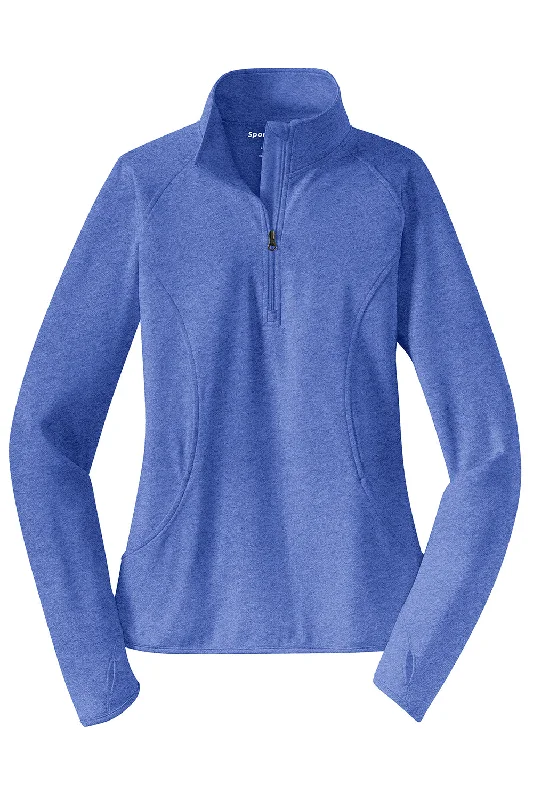 Sport-Tek Womens Sport-Wick Moisture Wicking 1/4 Zip Sweatshirt - Heather True Royal Blue