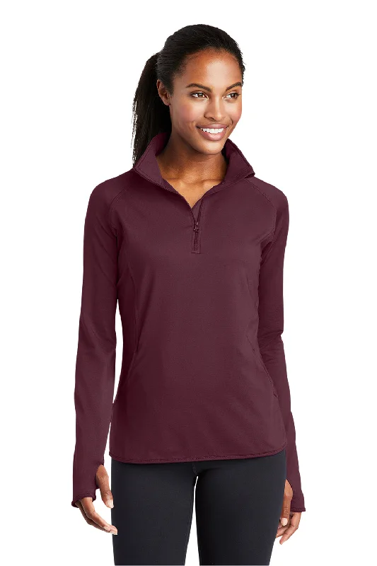 Sport-Tek Womens Sport-Wick Moisture Wicking 1/4 Zip Sweatshirt - Maroon