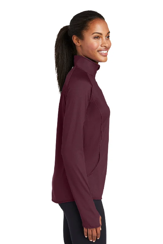 Sport-Tek Womens Sport-Wick Moisture Wicking 1/4 Zip Sweatshirt - Maroon