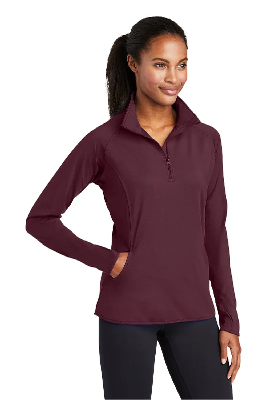 Sport-Tek Womens Sport-Wick Moisture Wicking 1/4 Zip Sweatshirt - Maroon