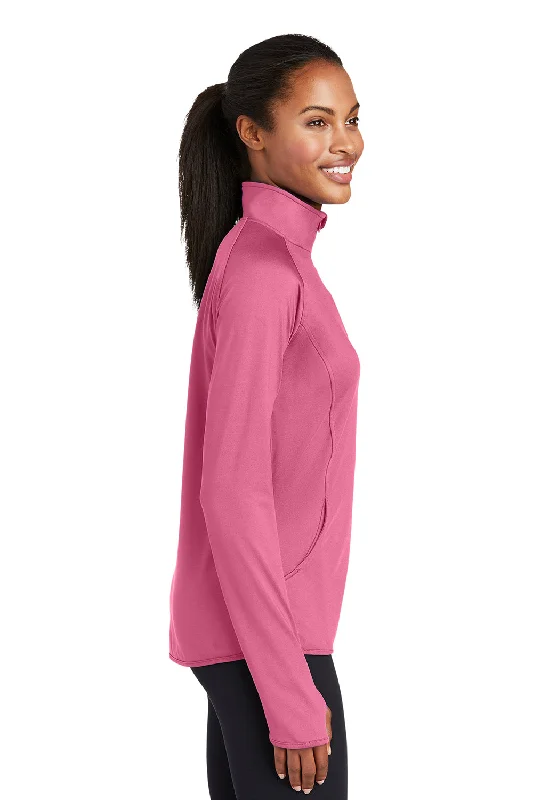 Sport-Tek Womens Sport-Wick Moisture Wicking 1/4 Zip Sweatshirt - Dusty Rose Pink