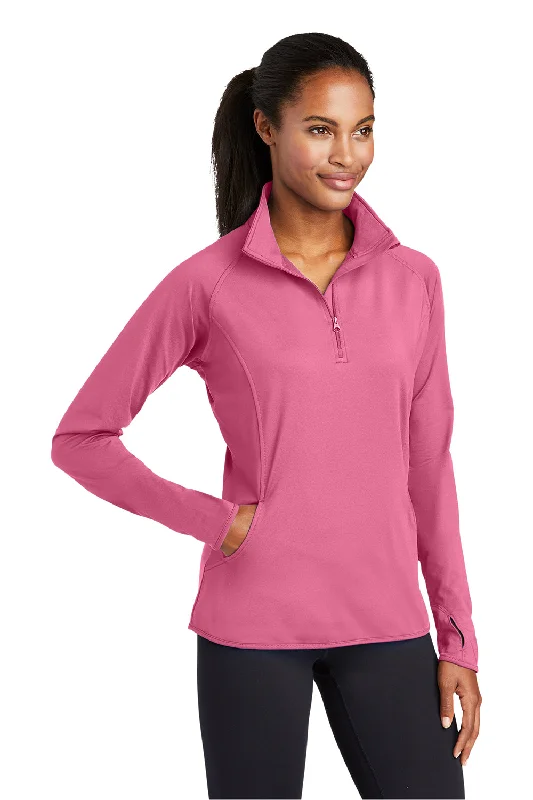 Sport-Tek Womens Sport-Wick Moisture Wicking 1/4 Zip Sweatshirt - Dusty Rose Pink